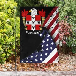 American Digges Coat of Arms on American Flag U.S. Flag Garden Flag/ House Flag