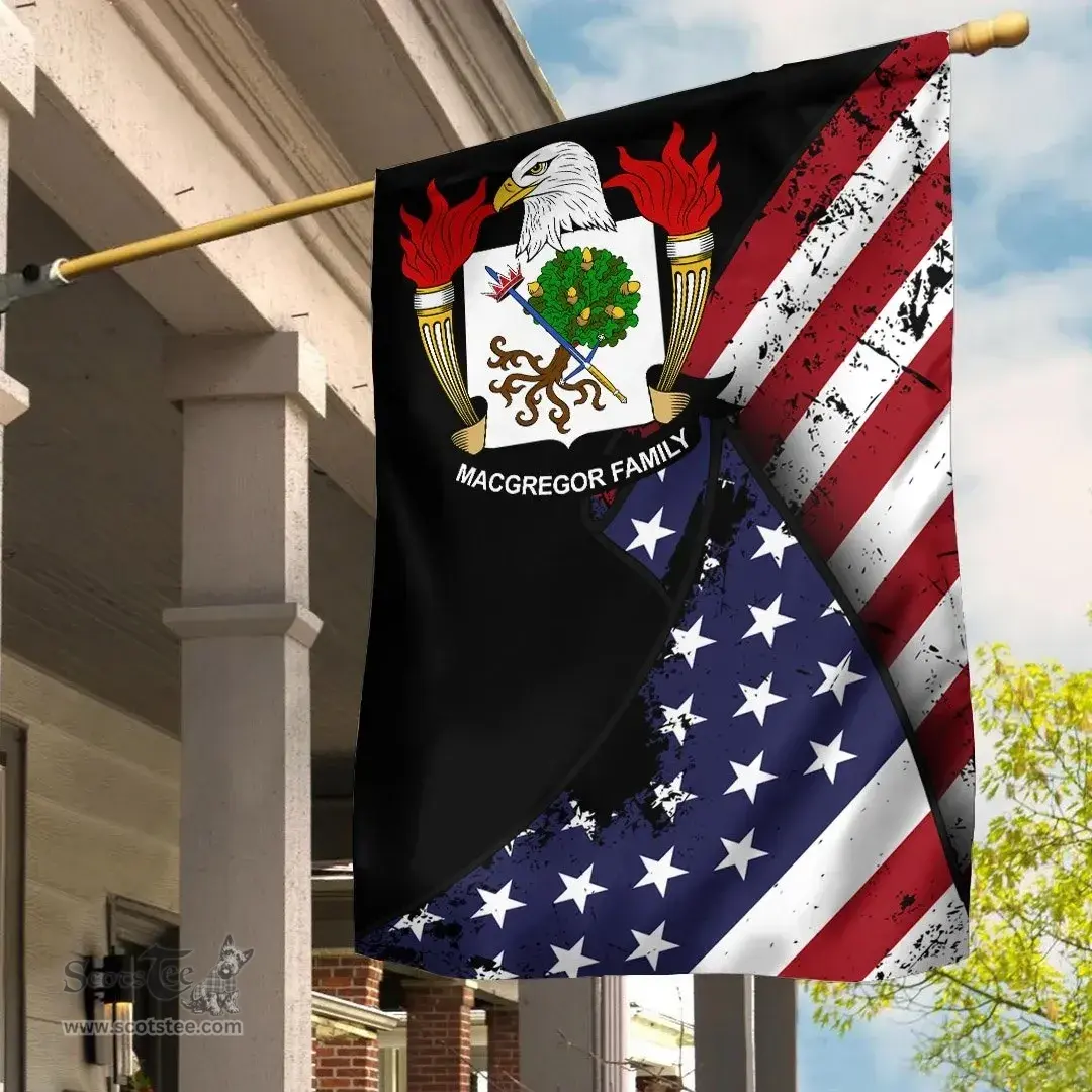 American MacGregor Coat of Arms on American Flag U.S. Flag Garden Flag/ House Flag
