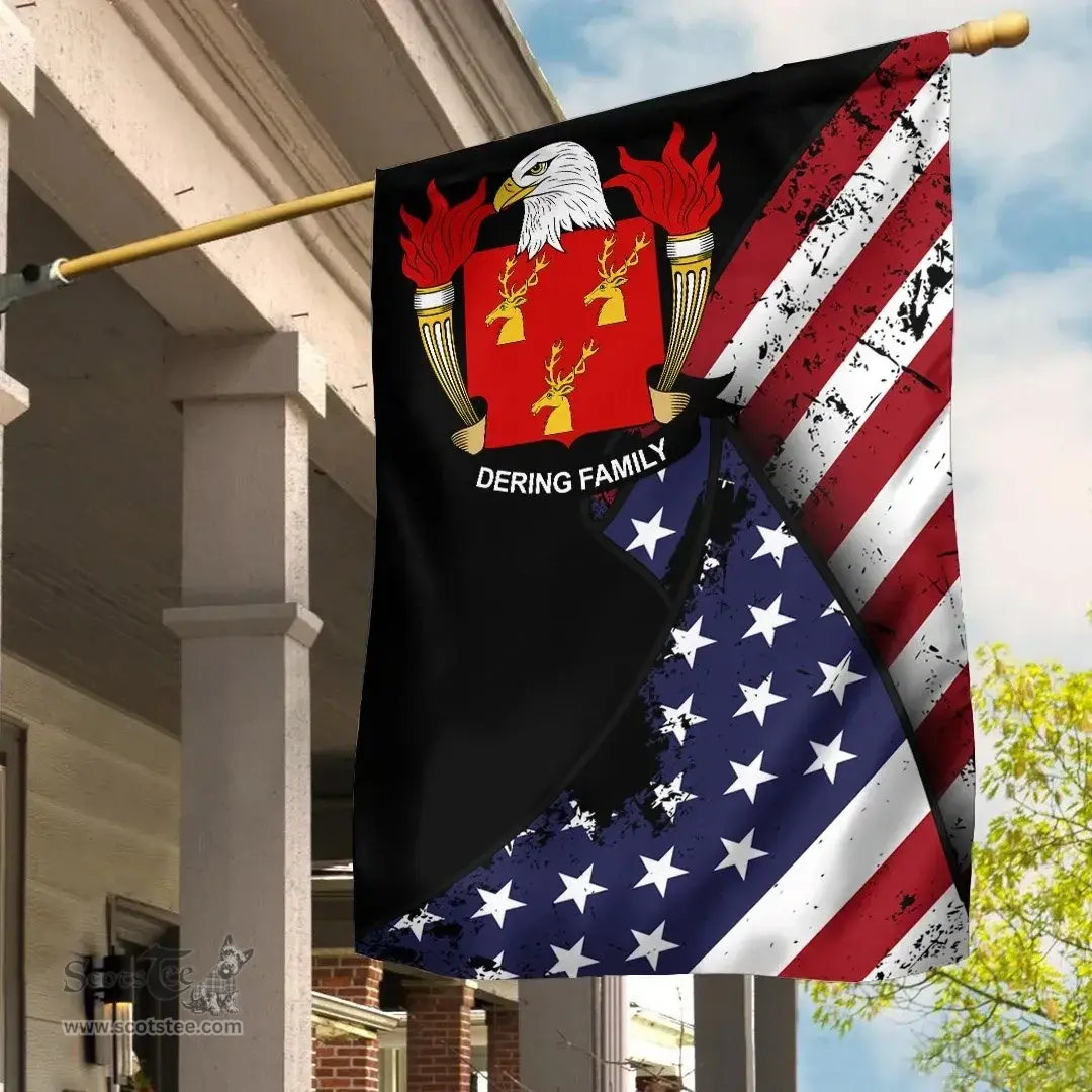 American Dering Coat of Arms on American Flag U.S. Flag Garden Flag/ House Flag