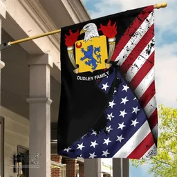 American Dudley Coat of Arms on American Flag U.S. Flag Garden Flag/ House Flag