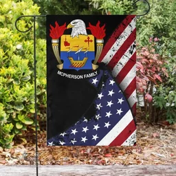 American McPherson Coat of Arms on American Flag U.S. Flag Garden Flag/ House Flag