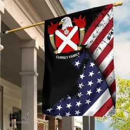 American Currey Coat of Arms on American Flag U.S. Flag Garden Flag/ House Flag