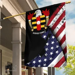 American Dodge Coat of Arms on American Flag U.S. Flag Garden Flag/ House Flag