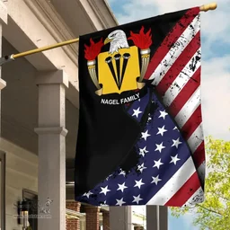 American Nagel Coat of Arms on American Flag U.S. Flag Garden Flag/ House Flag
