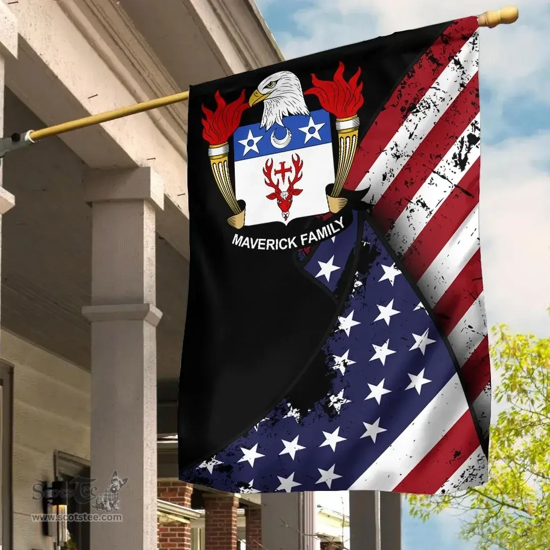 American Maverick Coat of Arms on American Flag U.S. Flag Garden Flag/ House Flag