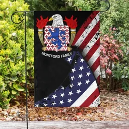 American Montford Coat of Arms on American Flag U.S. Flag Garden Flag/ House Flag