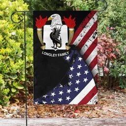 American Longley Coat of Arms on American Flag U.S. Flag Garden Flag/ House Flag
