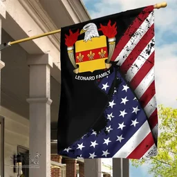 American Leonard Coat of Arms on American Flag U.S. Flag Garden Flag/ House Flag