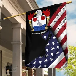 American Lithgow Coat of Arms on American Flag U.S. Flag Garden Flag/ House Flag