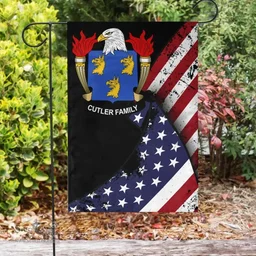 American Cutler Coat of Arms on American Flag U.S. Flag Garden Flag/ House Flag