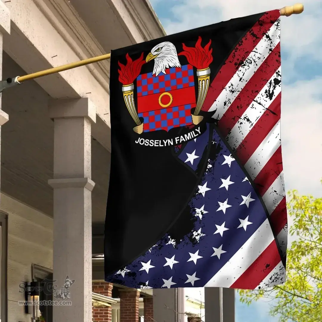 American Josselyn Coat of Arms on American Flag U.S. Flag Garden Flag/ House Flag