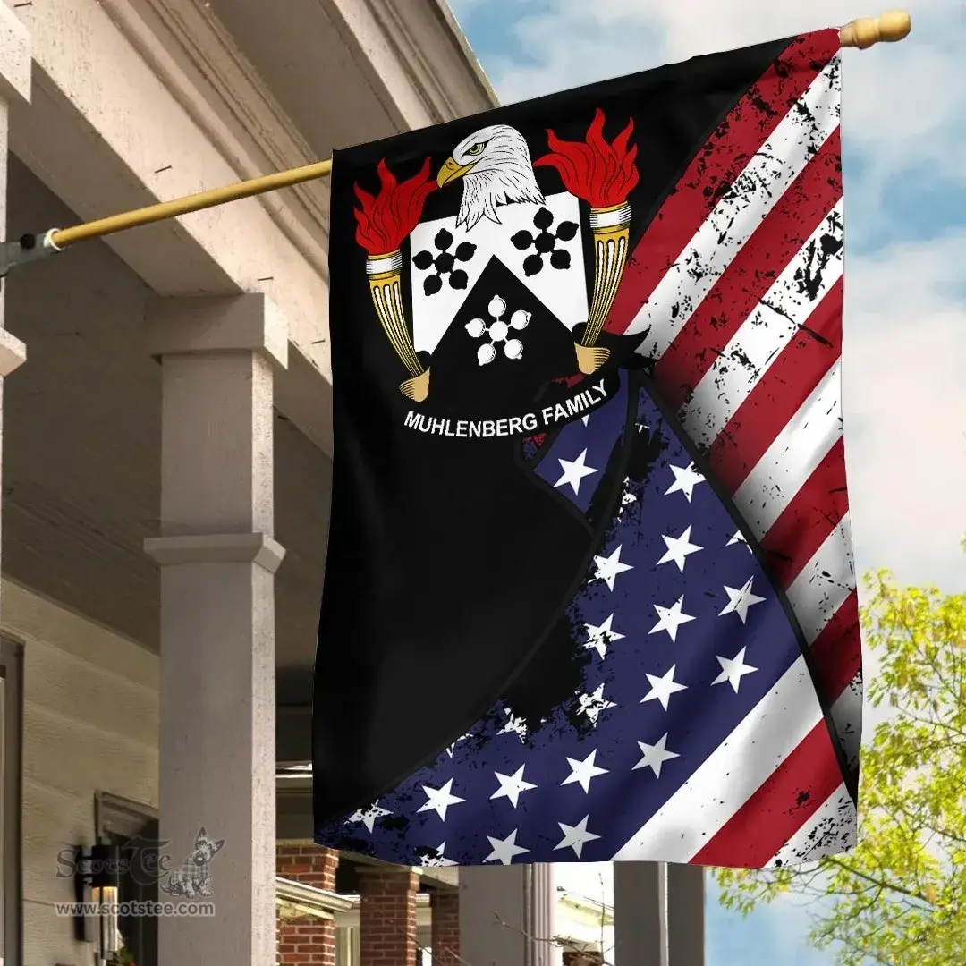 American Muhlenberg Coat of Arms on American Flag U.S. Flag Garden Flag/ House Flag