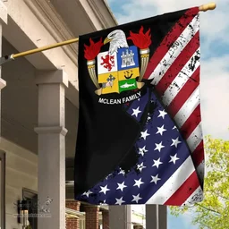 American McLean Coat of Arms on American Flag U.S. Flag Garden Flag/ House Flag