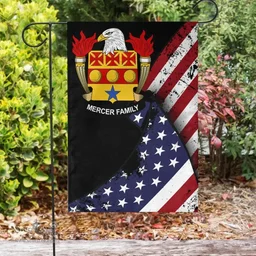 American Mercer Coat of Arms on American Flag U.S. Flag Garden Flag/ House Flag