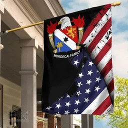 American Mordecai Coat of Arms on American Flag U.S. Flag Garden Flag/ House Flag