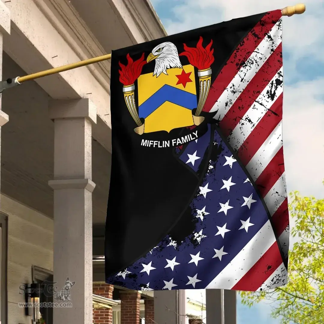American Mifflin Coat of Arms on American Flag U.S. Flag Garden Flag/ House Flag