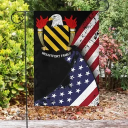 American Mountfort Coat of Arms on American Flag U.S. Flag Garden Flag/ House Flag