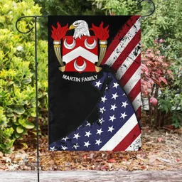 American Martin Coat of Arms on American Flag U.S. Flag Garden Flag/ House Flag