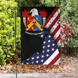 American Longbottom Coat of Arms on American Flag U.S. Flag Garden Flag/ House Flag