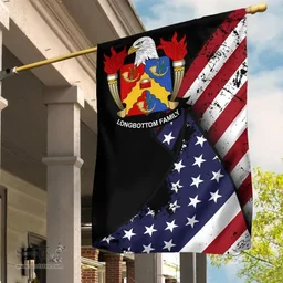 American Longbottom Coat of Arms on American Flag U.S. Flag Garden Flag/ House Flag