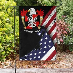 American Lothrop Coat of Arms on American Flag U.S. Flag Garden Flag/ House Flag