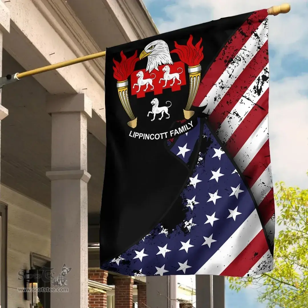 American Lippincott Coat of Arms on American Flag U.S. Flag Garden Flag/ House Flag