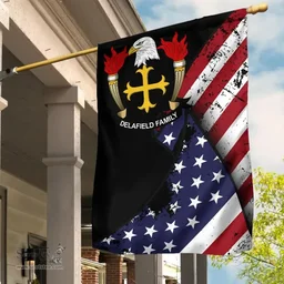 American Deas Coat of Arms on American Flag U.S. Flag Garden Flag/ House Flag