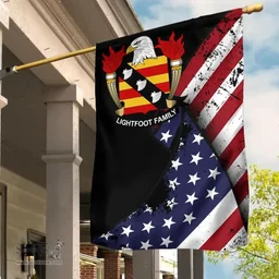 American Lightfoot Coat of Arms on American Flag U.S. Flag Garden Flag/ House Flag