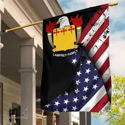 American Lamprey Coat of Arms on American Flag U.S. Flag Garden Flag/ House Flag