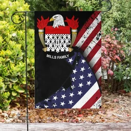 American Mills Coat of Arms on American Flag U.S. Flag Garden Flag/ House Flag