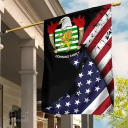 American Downing Coat of Arms on American Flag U.S. Flag Garden Flag/ House Flag