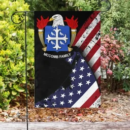 American McComb Coat of Arms on American Flag U.S. Flag Garden Flag/ House Flag