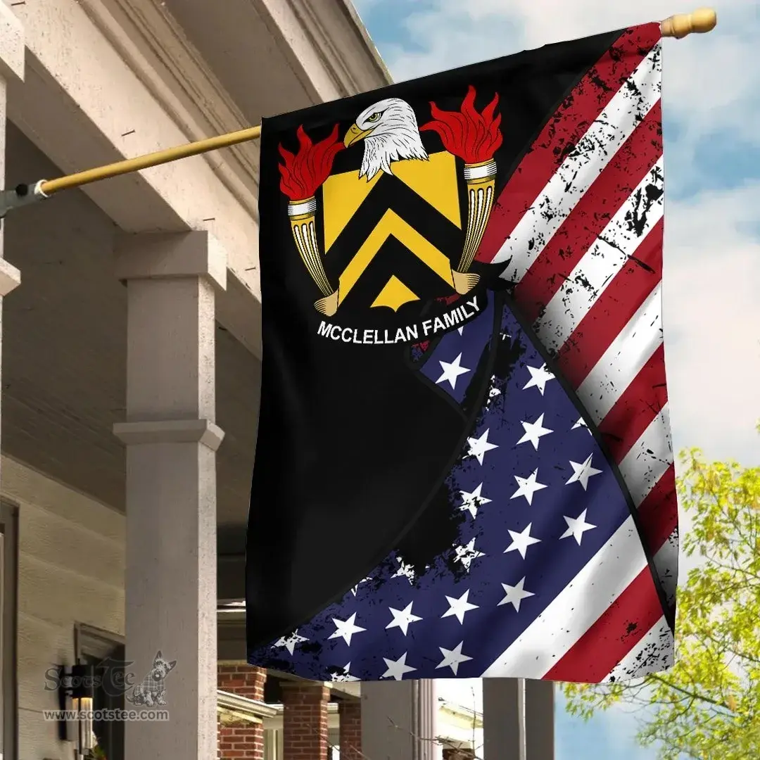 American McClellan Coat of Arms on American Flag U.S. Flag Garden Flag/ House Flag