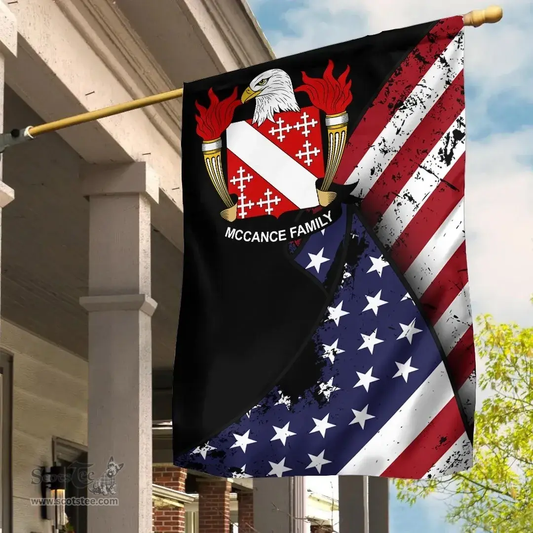 American McCance Coat of Arms on American Flag U.S. Flag Garden Flag/ House Flag