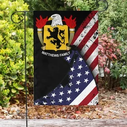 American Matthews Coat of Arms on American Flag U.S. Flag Garden Flag/ House Flag