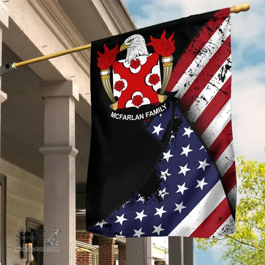 American McFarlan Coat of Arms on American Flag U.S. Flag Garden Flag/ House Flag
