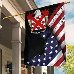 American McFarlan Coat of Arms on American Flag U.S. Flag Garden Flag/ House Flag