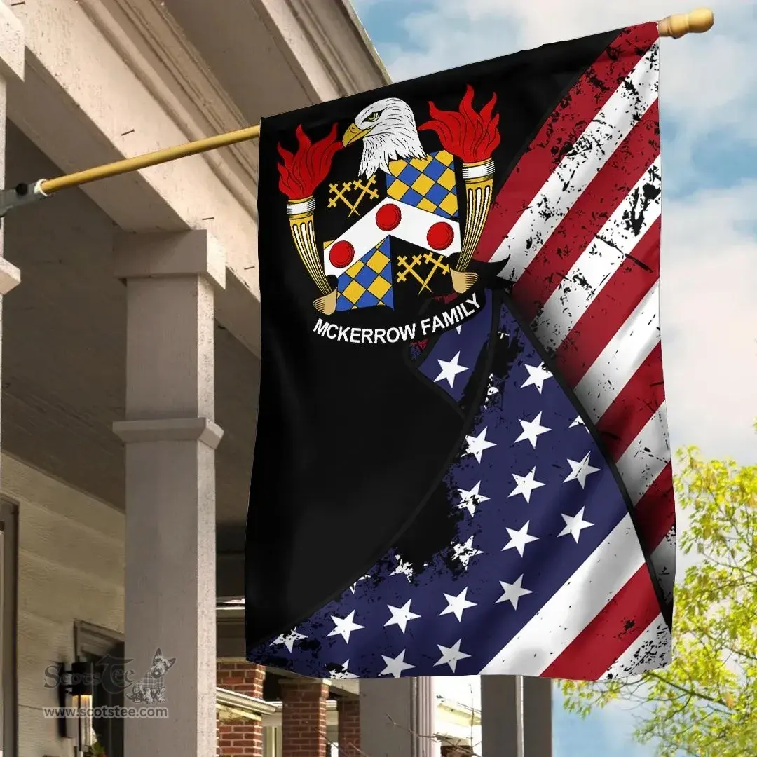 American McKerrow Coat of Arms on American Flag U.S. Flag Garden Flag/ House Flag