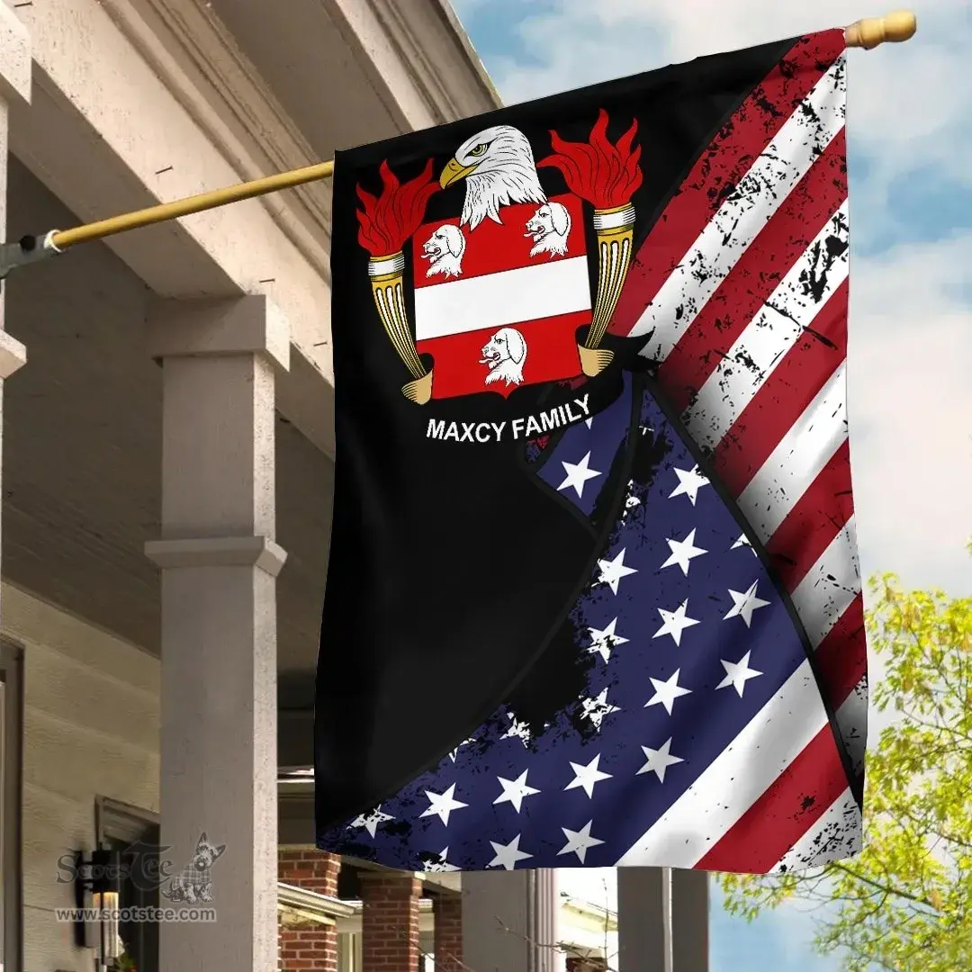 American Maxcy Coat of Arms on American Flag U.S. Flag Garden Flag/ House Flag