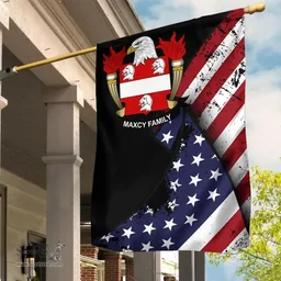 American Maxcy Coat of Arms on American Flag U.S. Flag Garden Flag/ House Flag