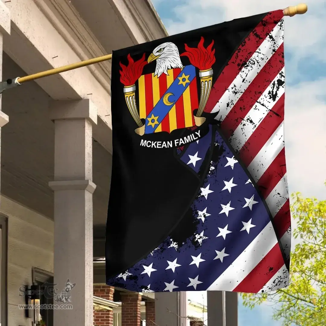 American McKean Coat of Arms on American Flag U.S. Flag Garden Flag/ House Flag