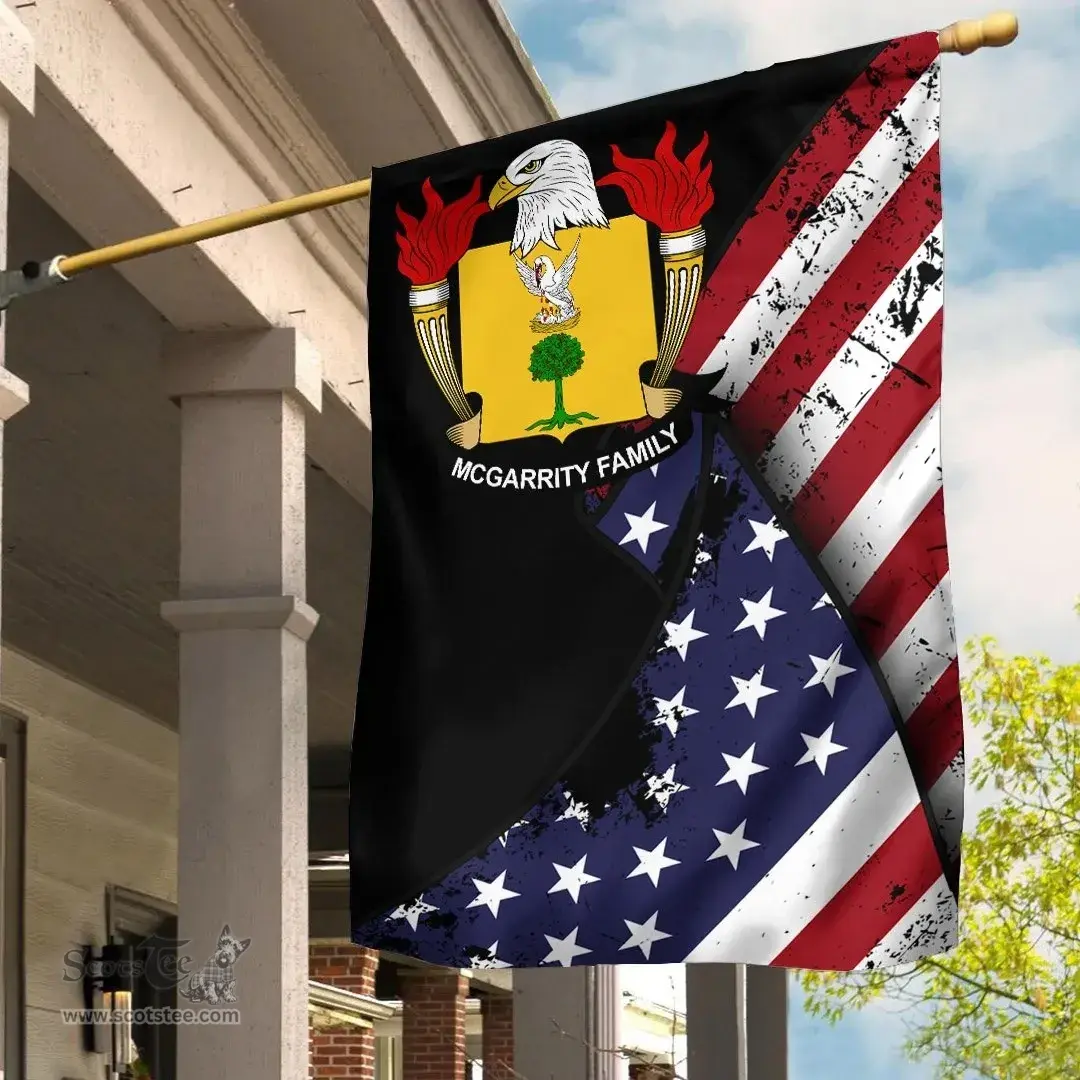 American McGarrity Coat of Arms on American Flag U.S. Flag Garden Flag/ House Flag