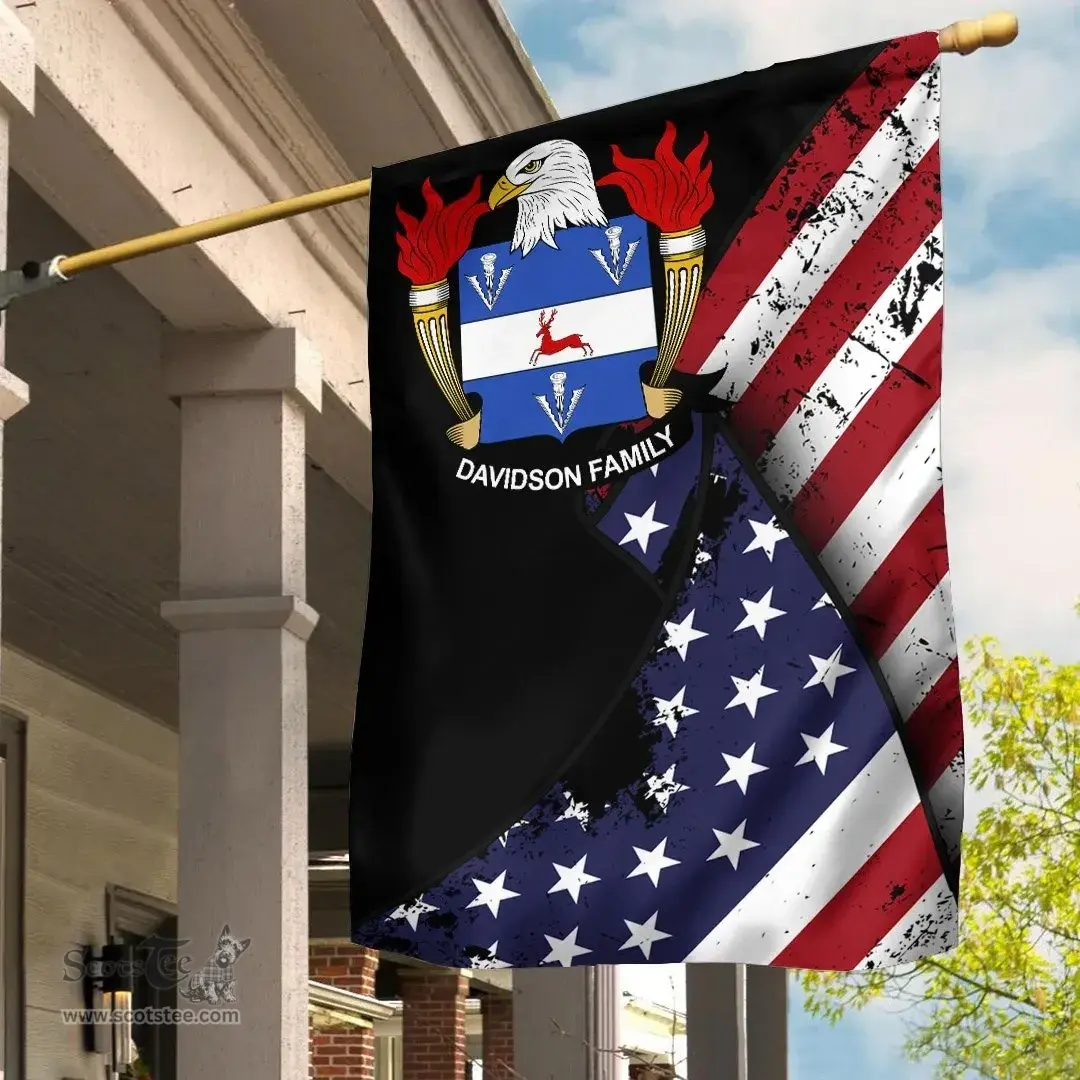 American Davidson Coat of Arms on American Flag U.S. Flag Garden Flag/ House Flag