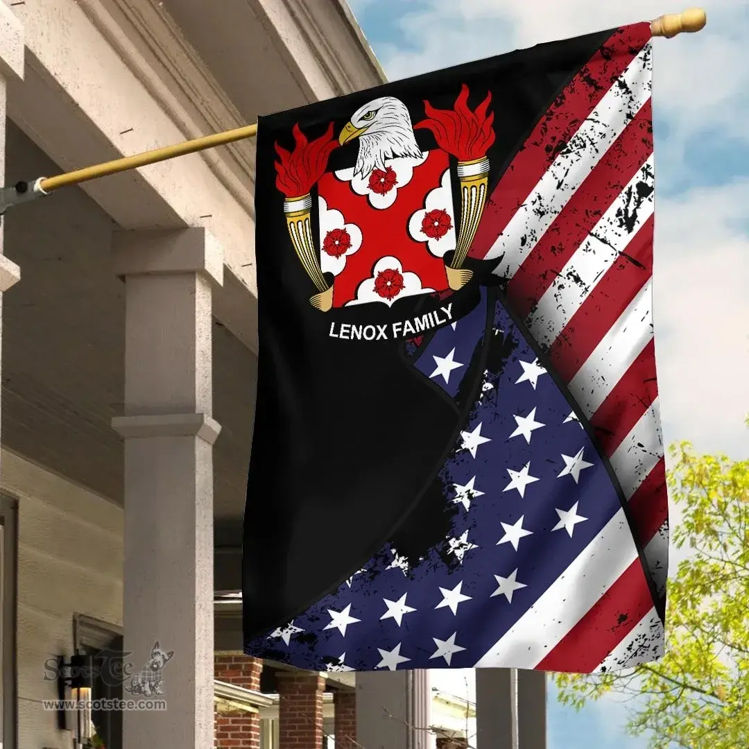 American Lenox Coat of Arms on American Flag U.S. Flag Garden Flag/ House Flag
