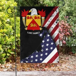 American Lunt Coat of Arms on American Flag U.S. Flag Garden Flag/ House Flag
