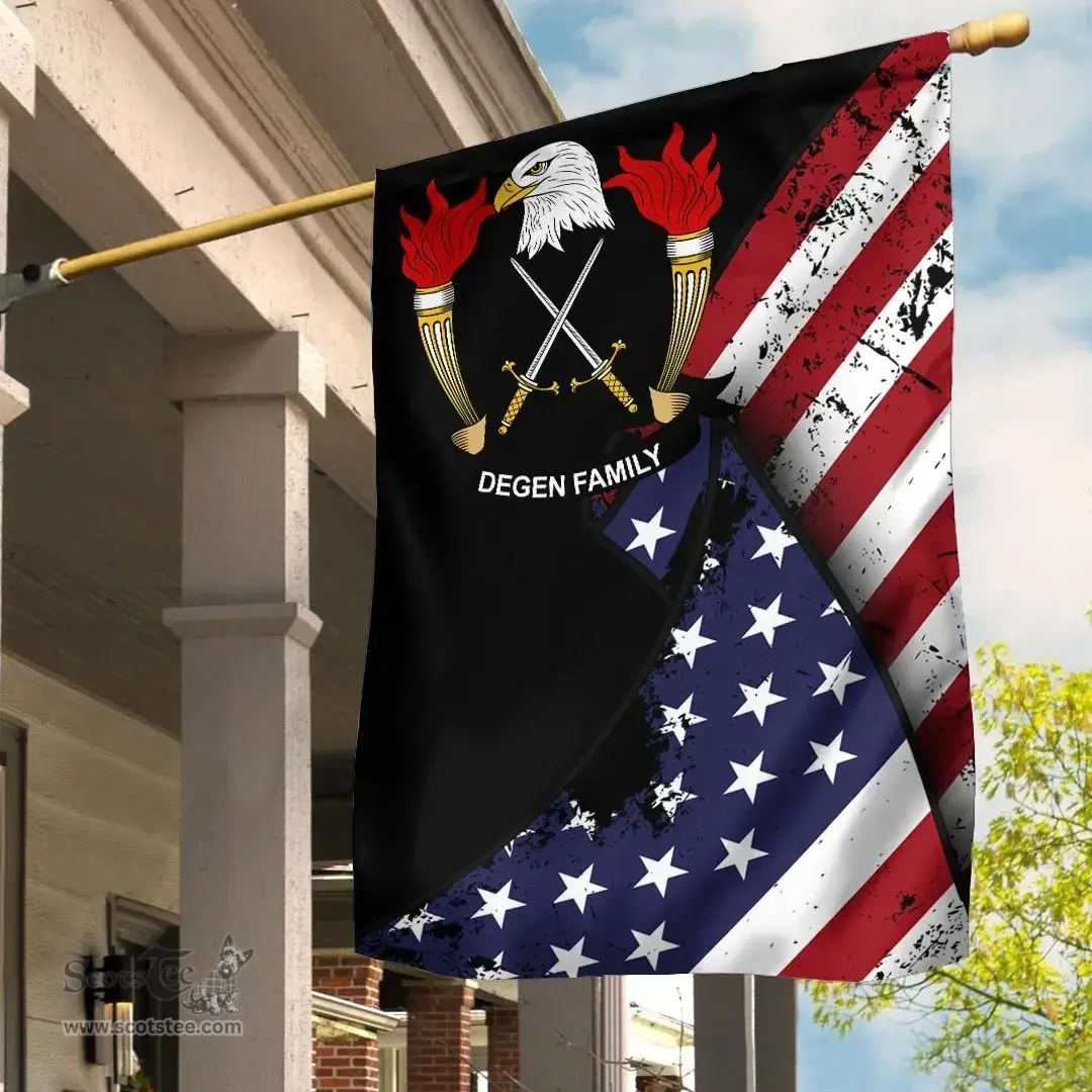 American De Peyster Coat of Arms on American Flag U.S. Flag Garden Flag/ House Flag