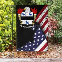 American Lockwood Coat of Arms on American Flag U.S. Flag Garden Flag/ House Flag