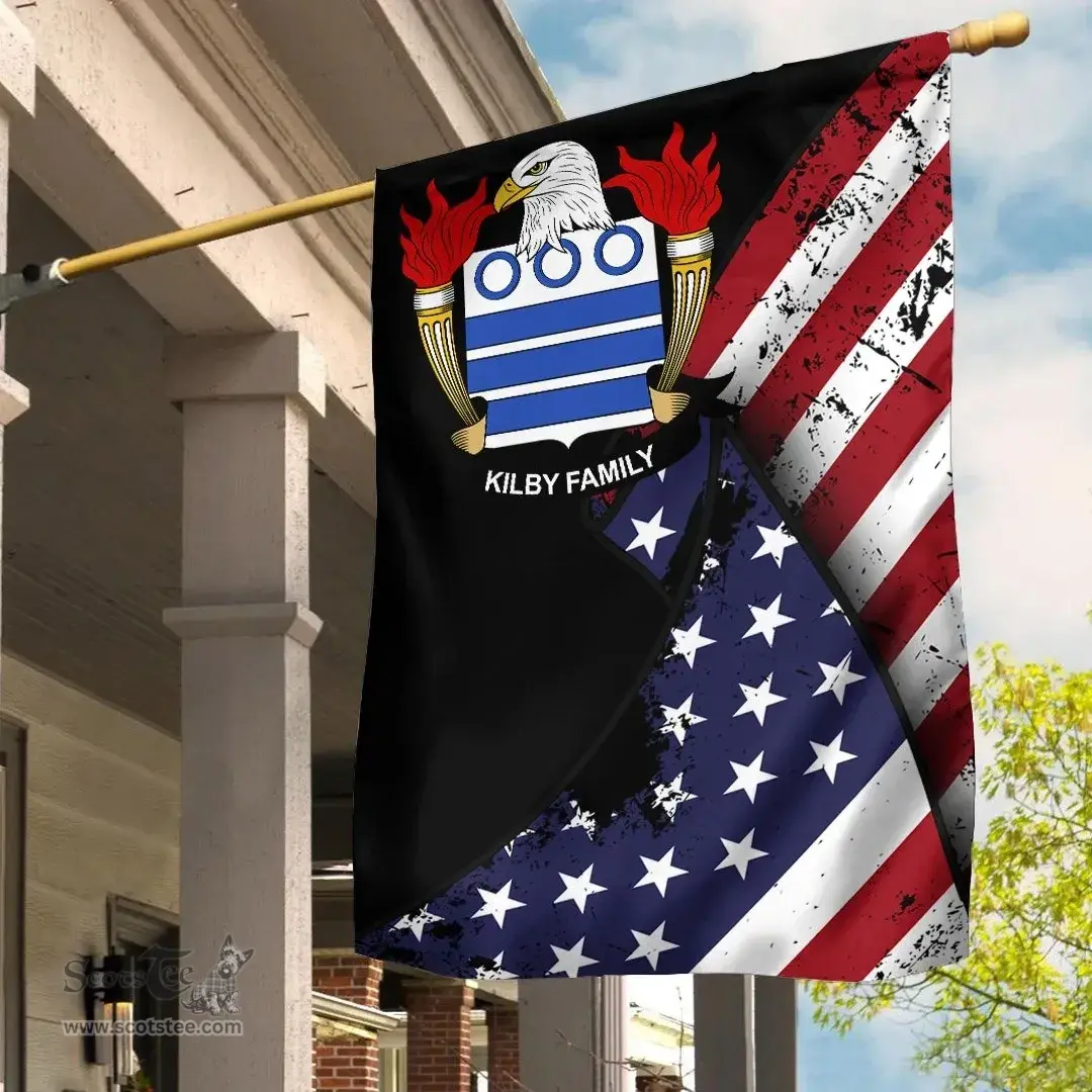 American Kilby Coat of Arms on American Flag U.S. Flag Garden Flag/ House Flag