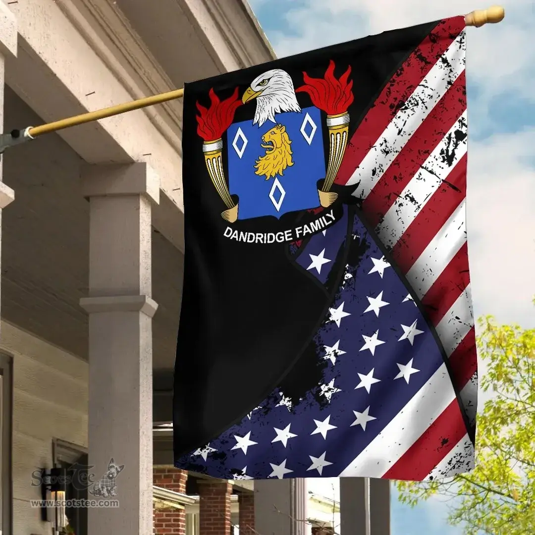 American Dandridge Coat of Arms on American Flag U.S. Flag Garden Flag/ House Flag