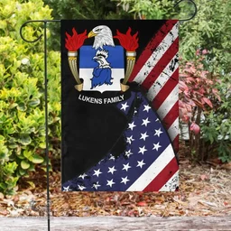 American Lukens Coat of Arms on American Flag U.S. Flag Garden Flag/ House Flag